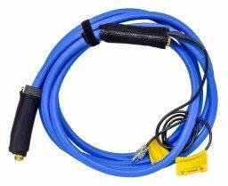 Aqua Fresh 15-foot heated water hose, model W01-5315, designed for RV use, featuring durable insulation and electrical connection to prevent water from freezing in cold weather.