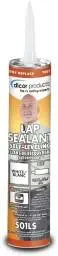 Dicor 501LSW self-leveling lap sealant in white, designed for creating watertight seals on horizontal surfaces such as RV roofs, compatible with EPDM, TPO, and other materials.