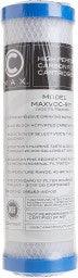 MAXVOC-975RV solid block activated carbon water filter, rated at 0.5 micron for reduction of lead, cysts, VOCs, chlorine taste, and odor in RV potable water systems.