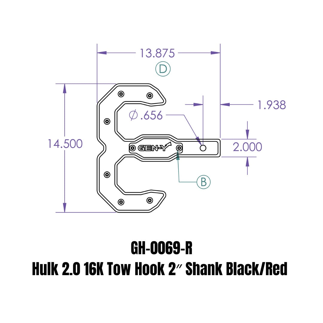 GEN-Y Hitch GH-0069-R Tow Hook - Heavy-Duty Steel Towing Hook for Secure Vehicle Connection