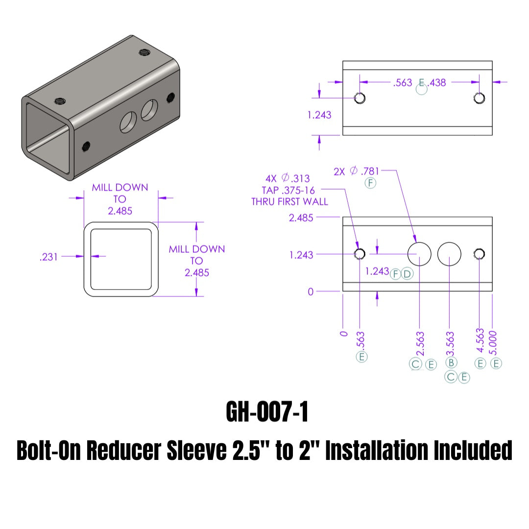 GEN-Y Hitch GH-007-1 Bolt-On Reducer Sleeve for 2-Inch Shanks
