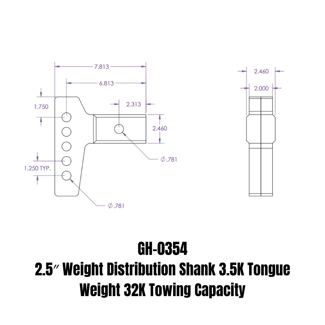 GEN-Y Hitch Weight Distribution Shank GH-0354 for Heavy-Duty Towing and Load Balancing