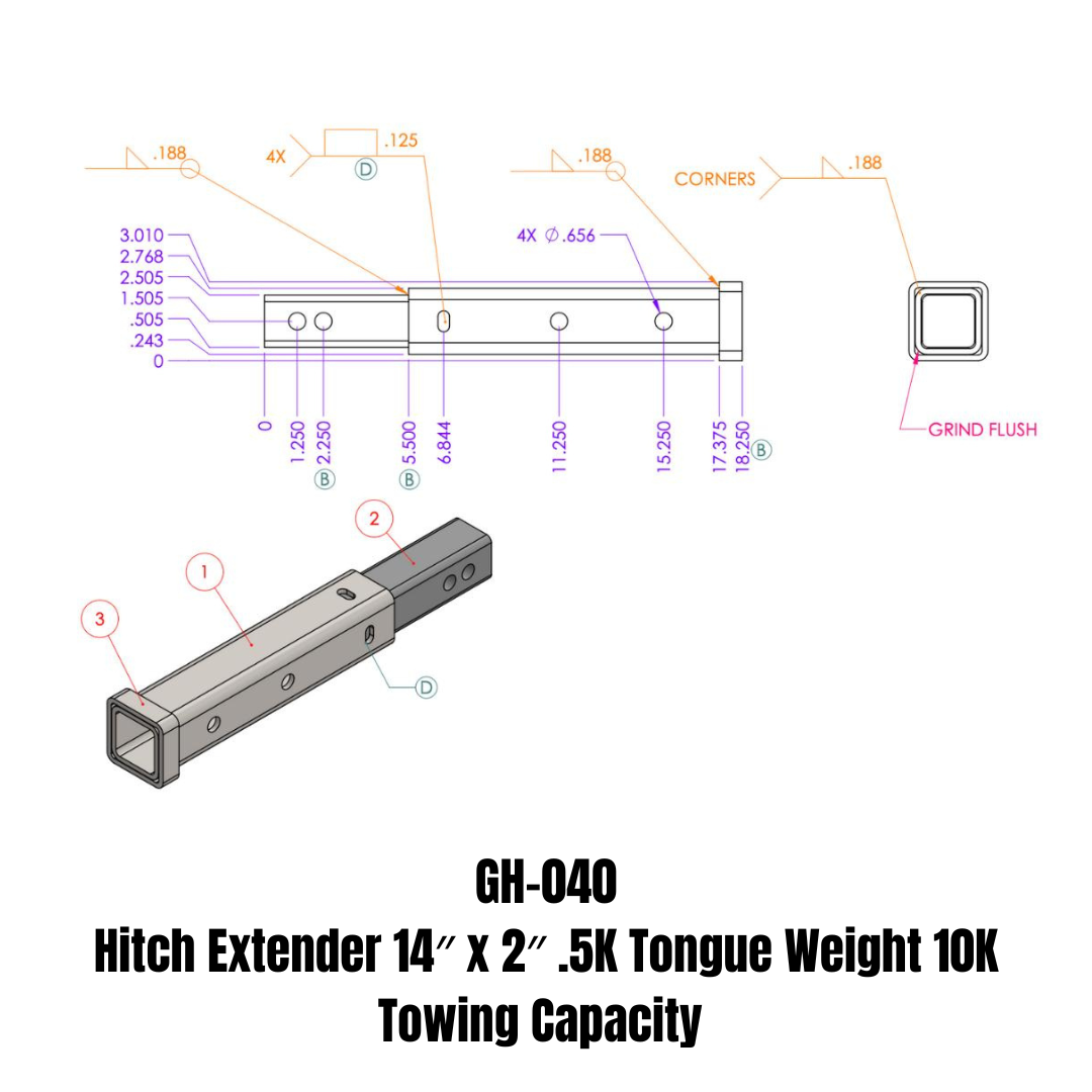 GEN-Y Hitch GH-040 Steel Hitch Extender with 10,000 lb Towing Capacity