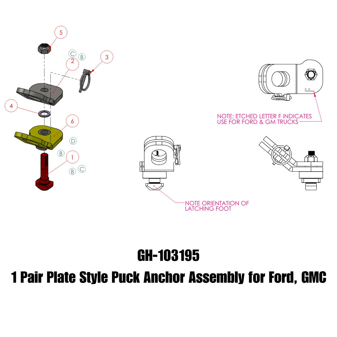 GEN-Y Hitch Safety Chain Anchor for Ford and GMC Truck Beds - Part GH-103195