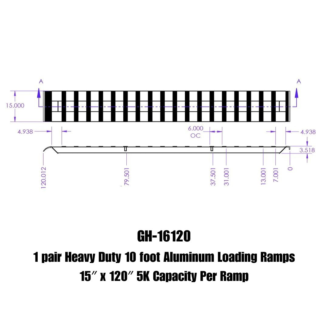 GEN-Y Hitch Aluminum Ramp GH-16120 – Heavy-Duty Silver Aluminum Loading Ramp for Industrial and Commercial Use