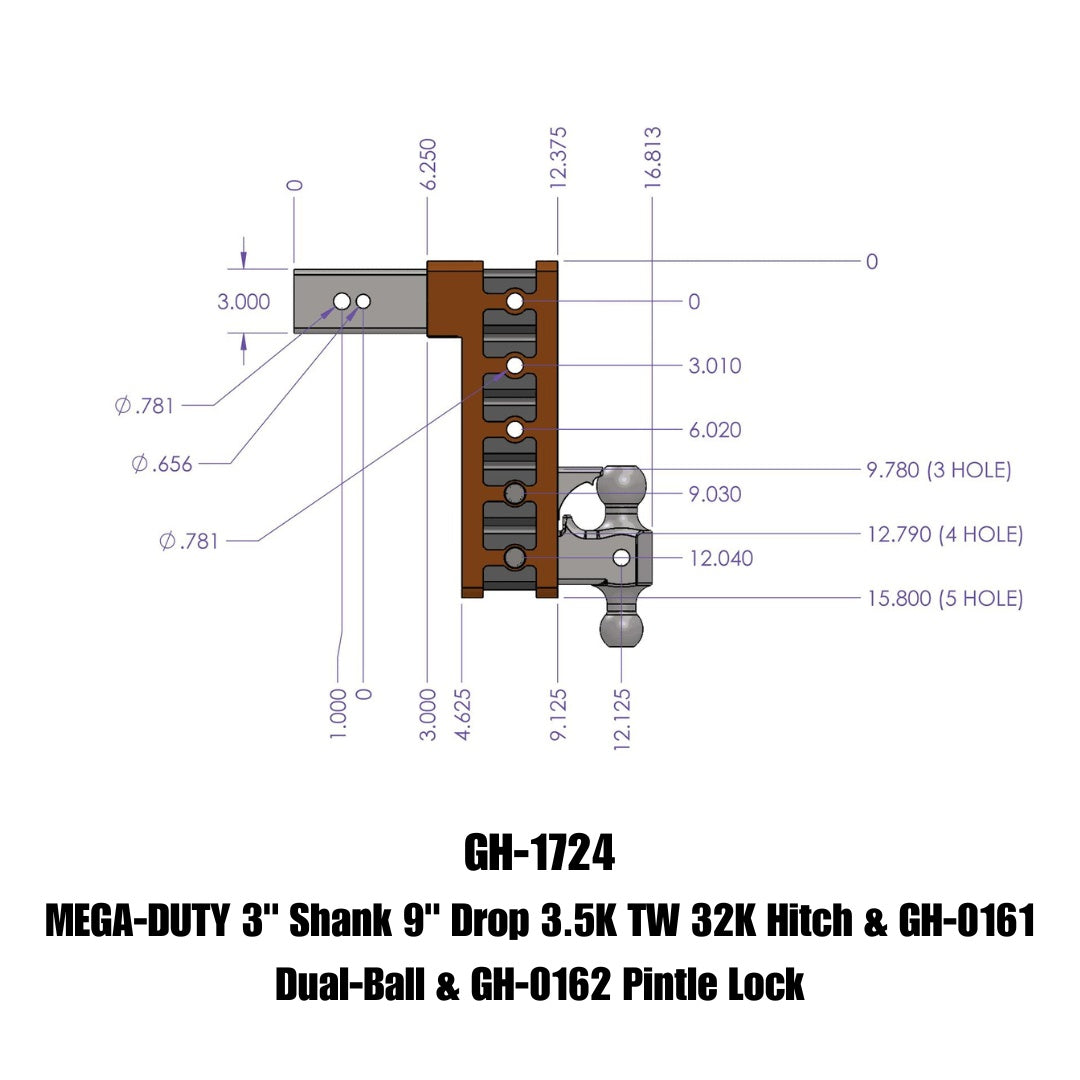 GEN-Y Hitch GH-1724 Mega-Duty Adjustable Drop Hitch – 10,000 to 32,000 lb Towing Capacity