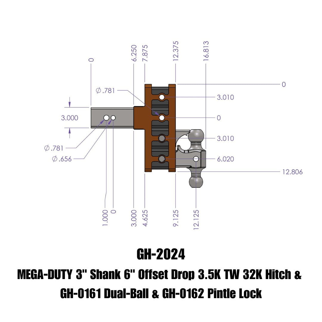 GEN-Y Hitch Mega-Duty Adjustable Drop Hitch GH-2024 for Heavy-Duty Towing