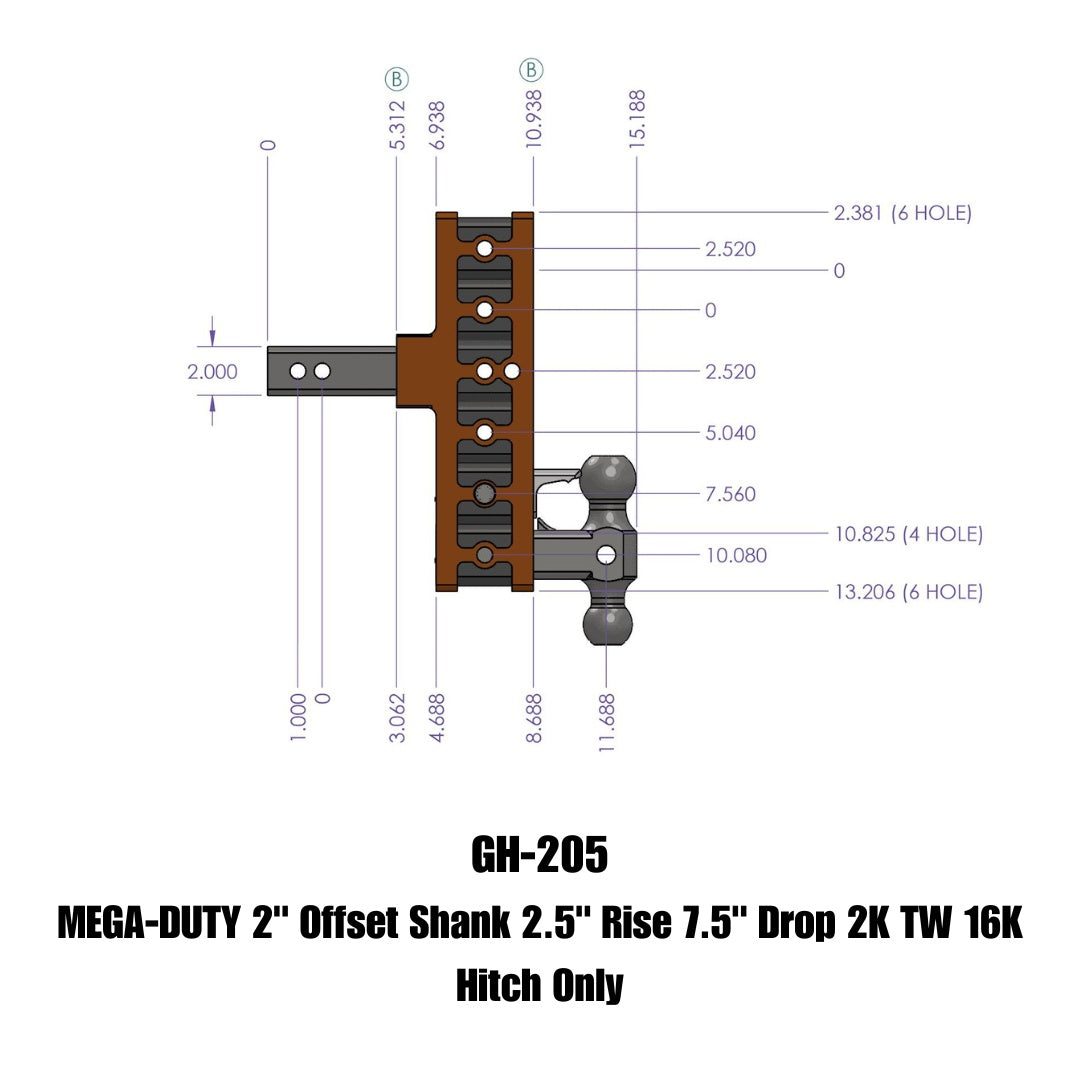 GEN-Y Hitch GH-205 Mega-Duty Adjustable Drop Hitch for Heavy Towing