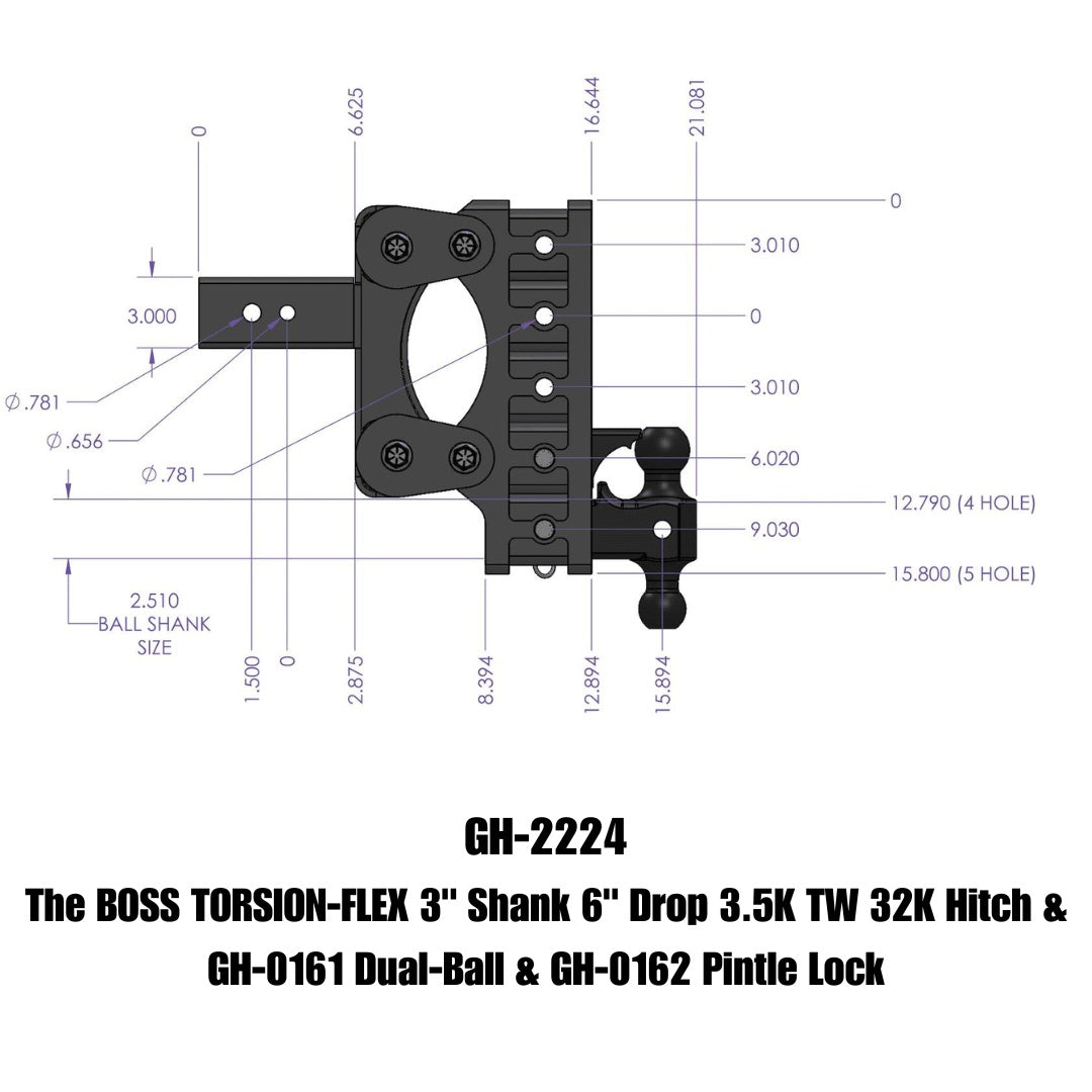 GEN-Y Hitch GH-2224 Drop Hitch with Adjustable Drop and Torsion-Flex Design for Heavy Duty Towing