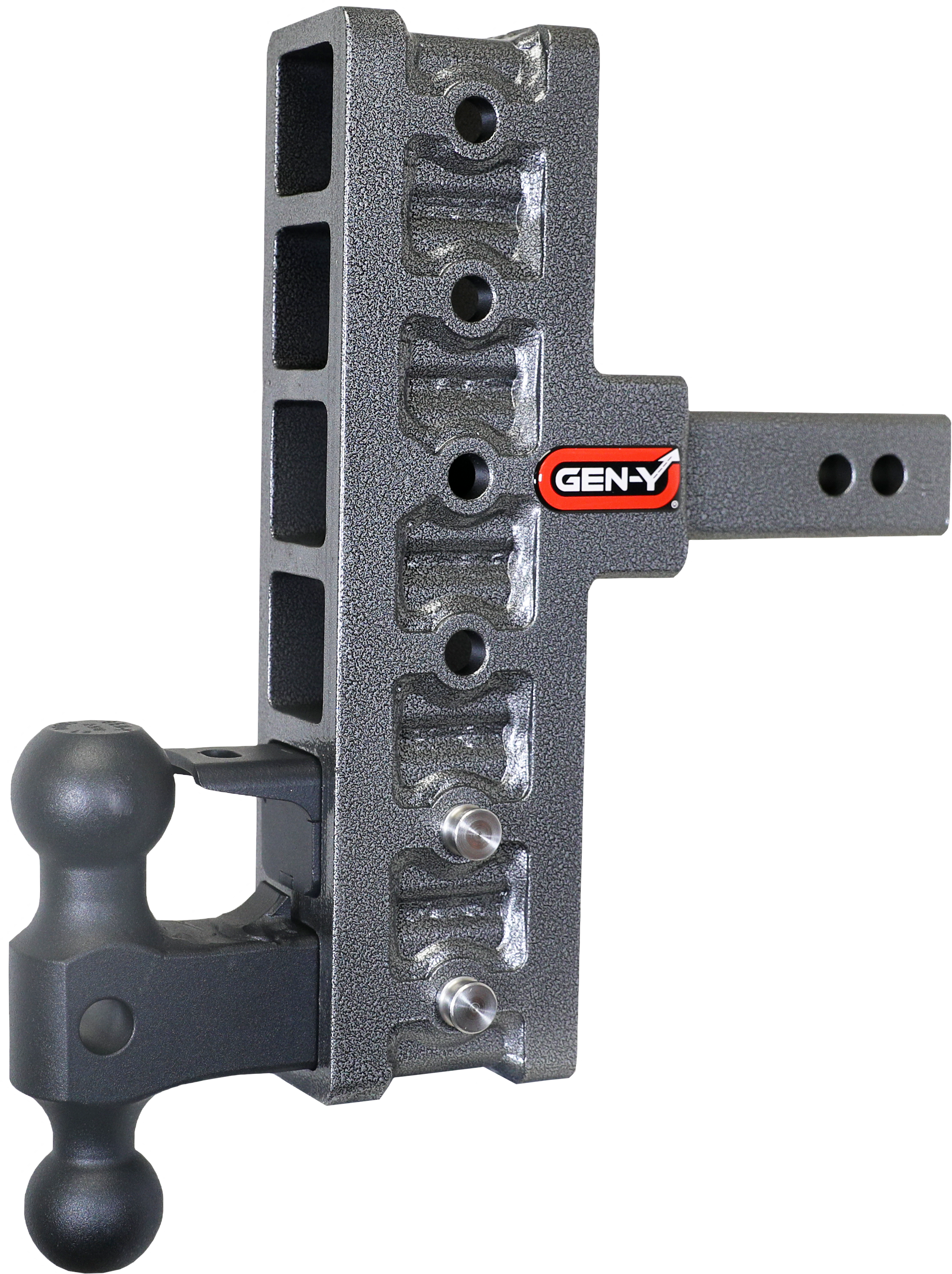 GEN-Y Hitch GH-226 Mega-Duty Adjustable Drop Hitch for Heavy Towing - Silver Vein Steel