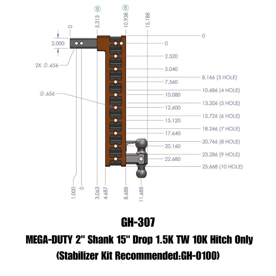 GEN-Y Hitch Mega-Duty Drop Hitch GH-307 – Heavy-Duty Towing Up to 32,000 lbs with 15-inch Drop