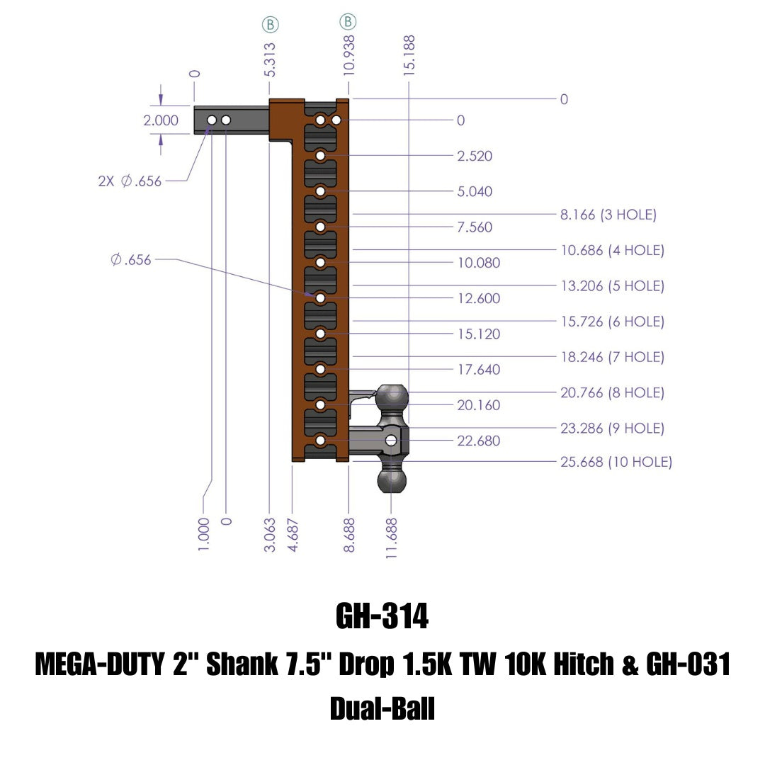 GEN-Y Hitch GH-314 Mega-Duty Adjustable Drop Hitch for Heavy Towing