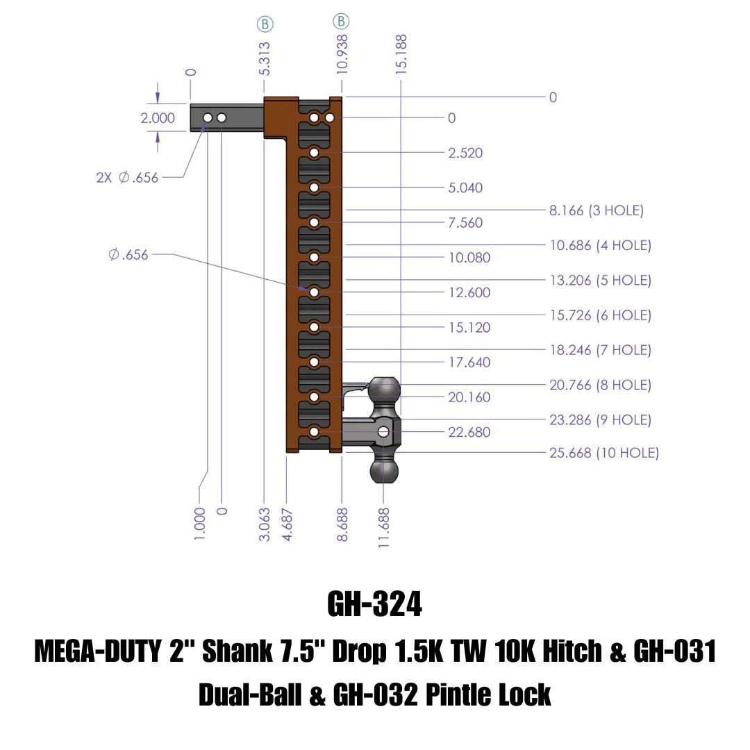 GEN-Y Hitch GH-324 Mega-Duty Adjustable Drop Hitch for Heavy Towing