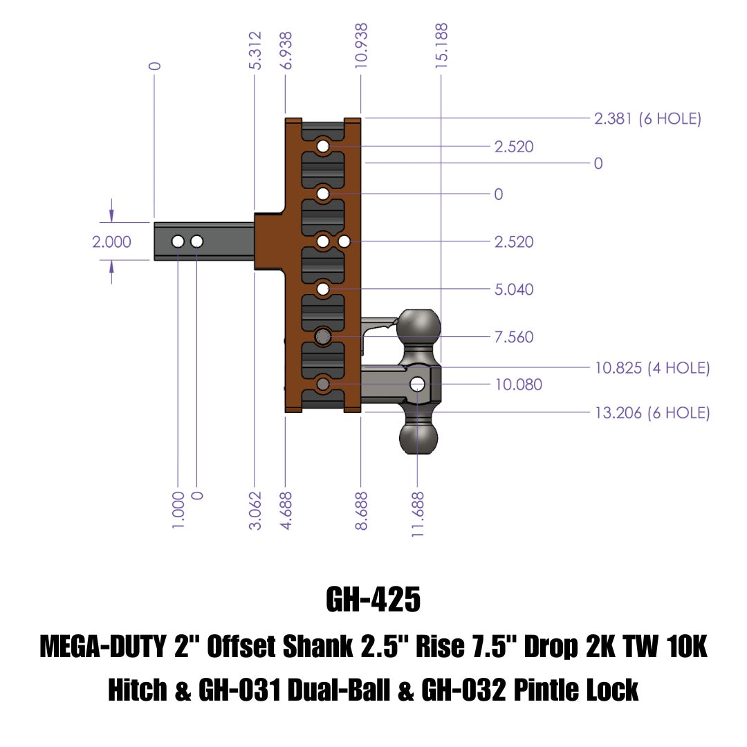 GEN-Y Hitch GH-425 Mega-Duty Adjustable Drop Hitch for Heavy Towing