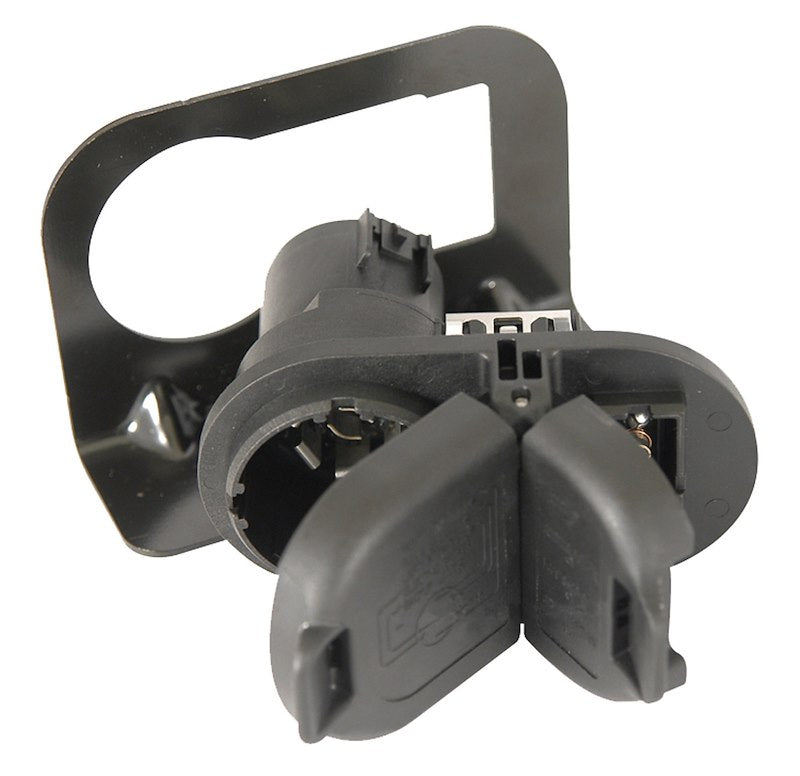 Trailer Wiring Connector; OEM Series; 4-Way Flat And 7-Way Round; Utilizes OEM Connectors; 2 Door Connector Protection; With Snap Fit Bracket Without Screws