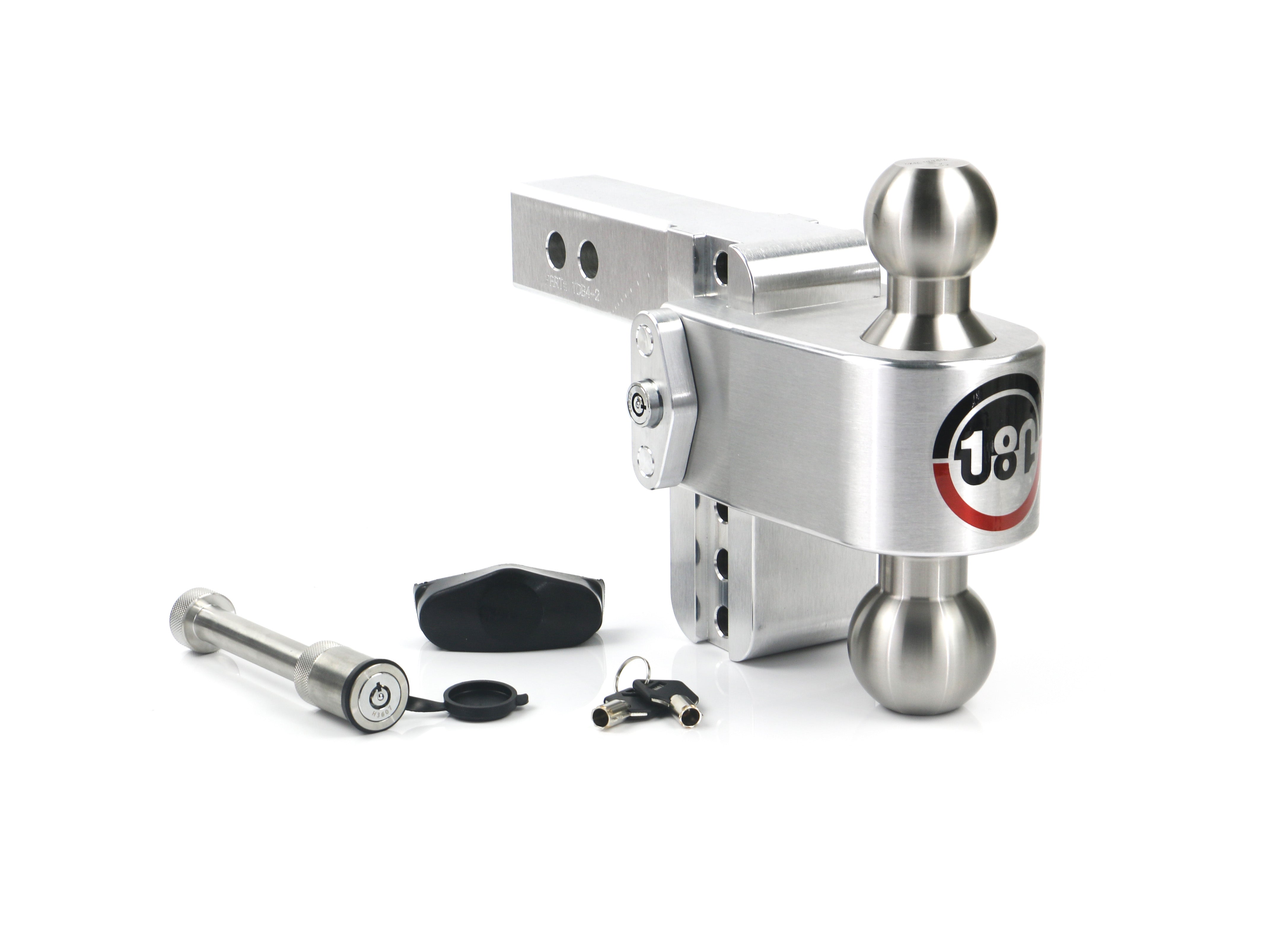 Weigh Safe 180 Hitch Stainless Steel Drop Hitch with 2-Inch Shank and 4-Inch Drop - Adjustable Aluminum Ball Mount