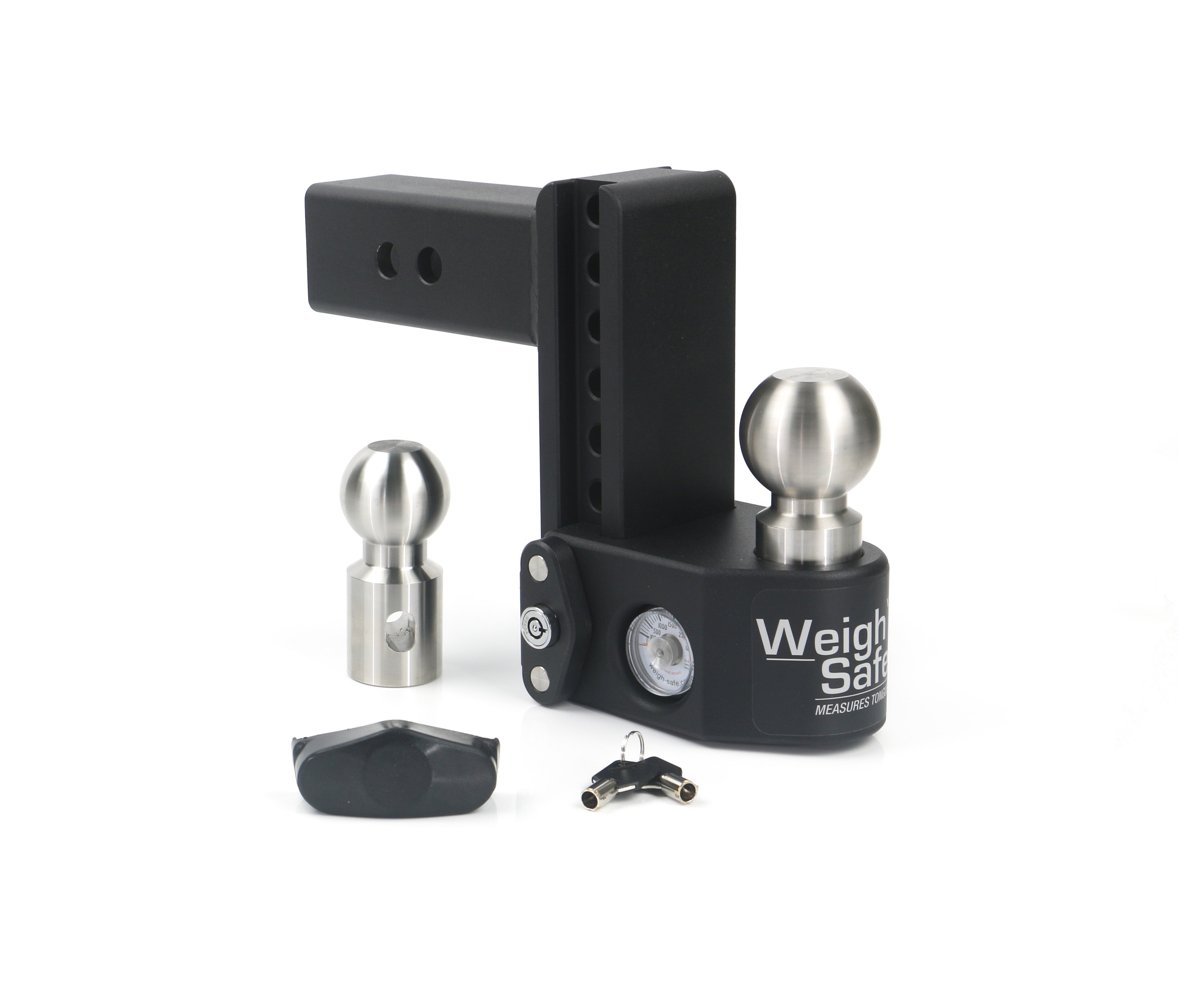 Weigh Safe Steel Adjustable Drop Hitch with 6-Inch Drop and 2.5-Inch Shank for Heavy Duty Towing