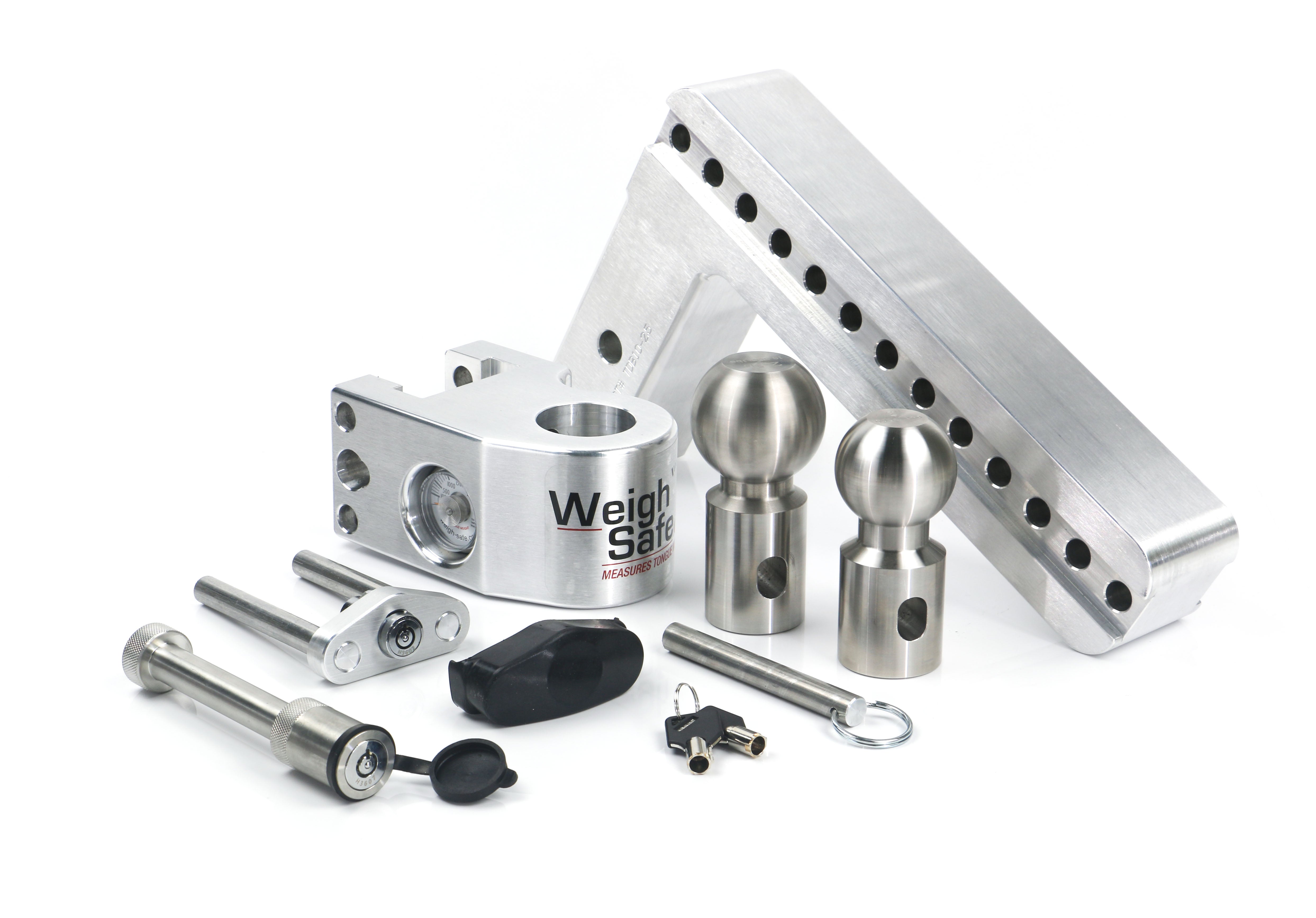 Weigh Safe 10-inch Drop Hitch with 2.5-inch Shank - Aluminum Adjustable Ball Mount with Built-in Scale