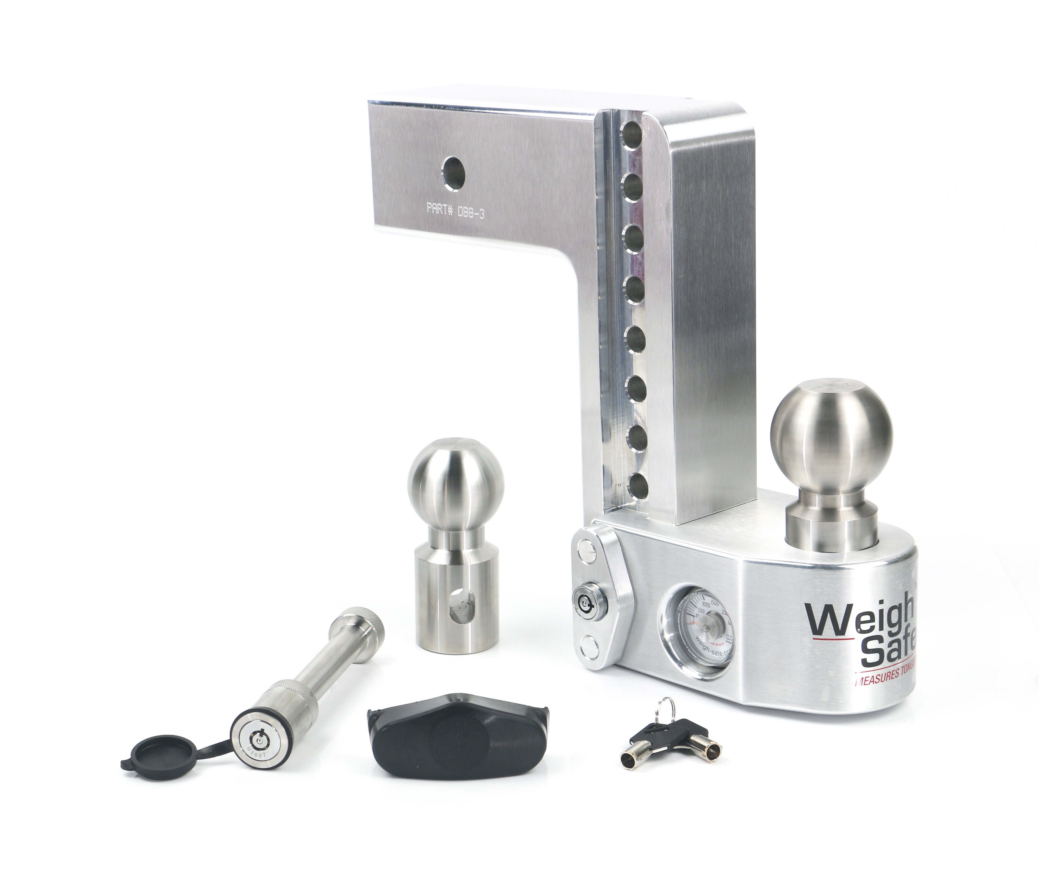 Weigh Safe 8-Inch Drop Hitch with 3-Inch Shank – Aluminum Adjustable Ball Mount for Safe Towing