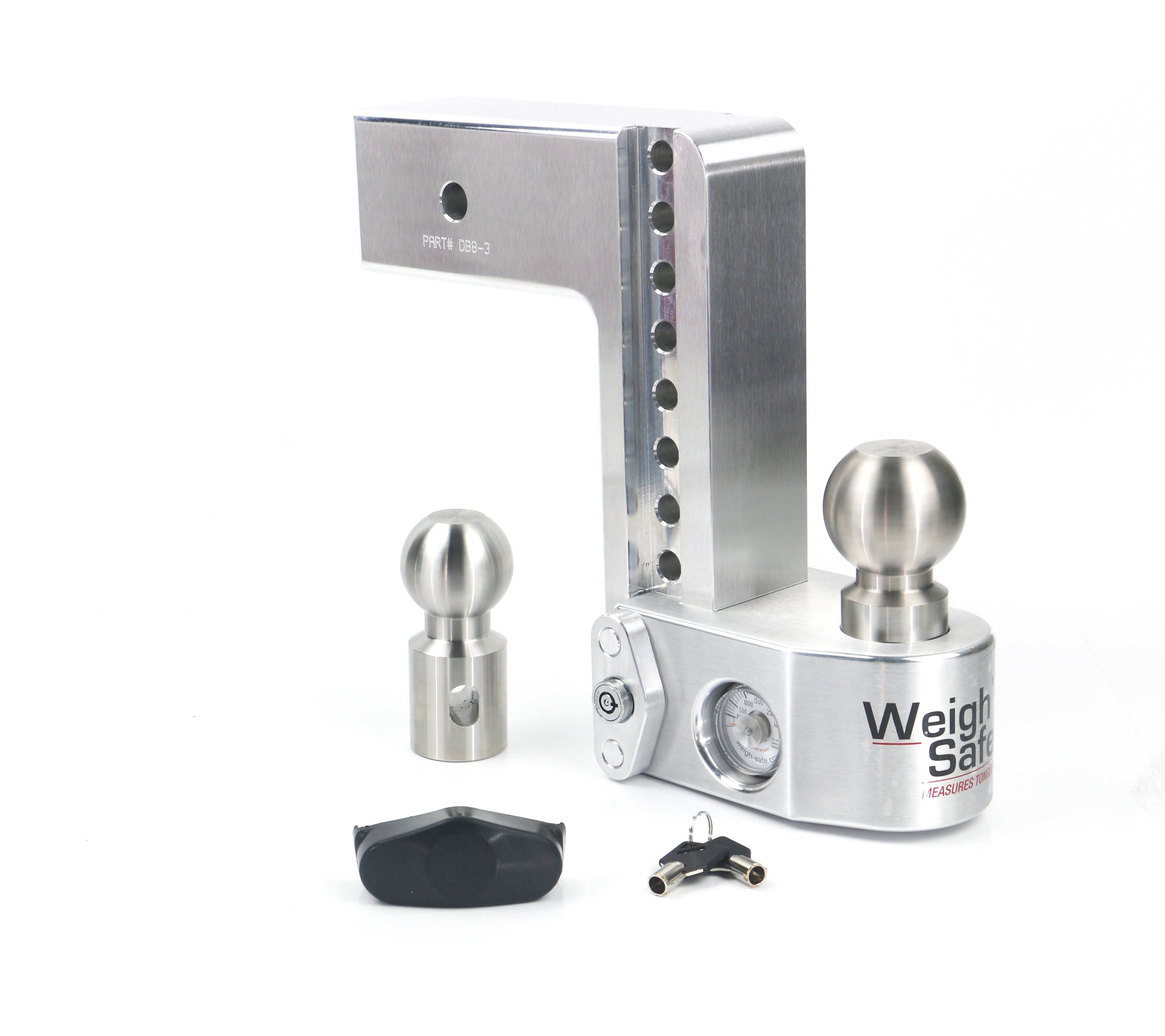 Weigh Safe 8-Inch Drop Hitch with 3-Inch Shank – Aluminum Adjustable Ball Mount for Safe Towing