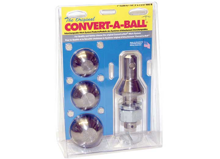 Convert-A-Ball CDC900B Chrome Trailer Hitch Balls - 1 7/8 Inch, 2 Inch & 2 5/16 Inch Shank Sizes
