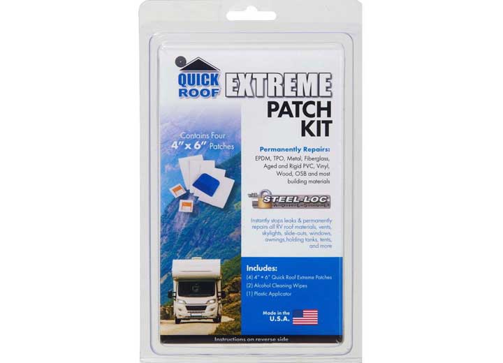 Cofair Products Inc UBE46KIT Quick Roof E X Treme Patch Kit with 4 4x6 Patches, Alcohol Pads, and Plastic Applicator - Imex RV And Auto Parts