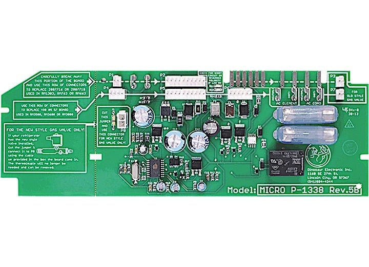 Dinosaur Electronics MICRO P - 1338 REV 5 Replacement Control Board for 2 - Way and 3 - Way Operation, AC/DC & Gas Compatibility - Imex RV And Auto Parts