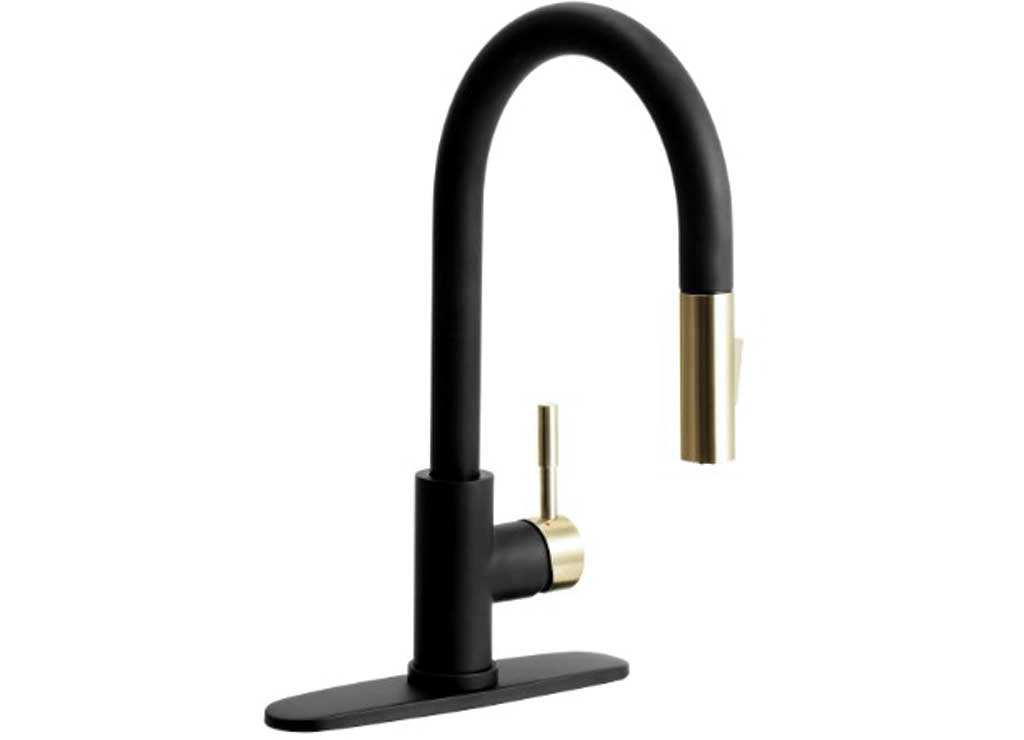 Dura Faucet DFTDF - MK530SLK - MBSN Streamline Pulldown RV Kitchen Faucet in Matte Black and Satin Nickel - Imex RV And Auto Parts