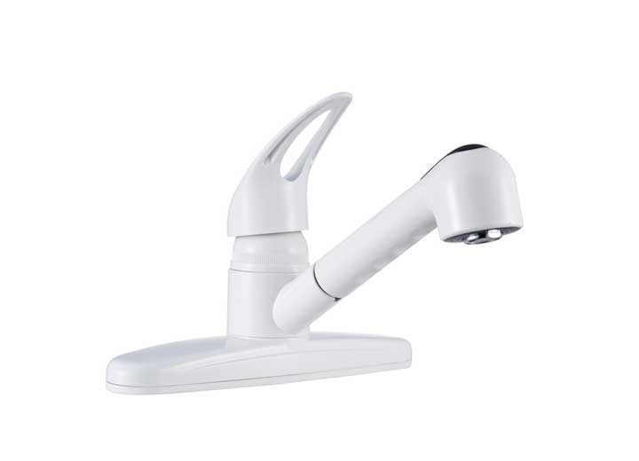 Dura Faucet DFTDF - PK100 - WT Nonmetallic Pullout RV Kitchen Faucet in White - Imex RV And Auto Parts