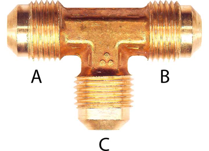 Fairview Ltd. Brass Tee 1/2 in Tube x 3/8 in Tube - Model 44R - 86 - Imex RV And Auto Parts