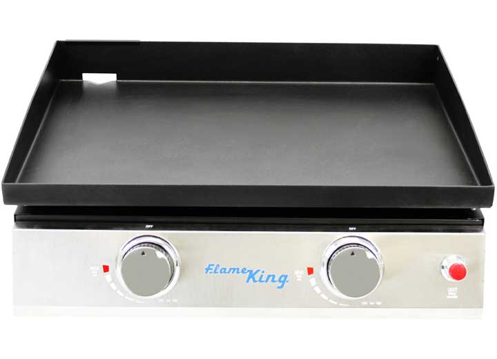 Flame King 2-Burner Propane Tabletop, Heavy Duty Flat Top Cast Iron Griddle Grill Station - YSNFM-HT-120DB - Imex RV And Auto Parts