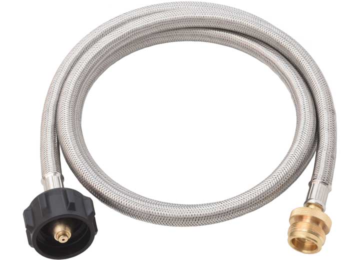 Flame King 5Ft Qcc To Cga600 Male Connection steel Braided Hose - SS-QCC-1LB - Imex RV And Auto Parts
