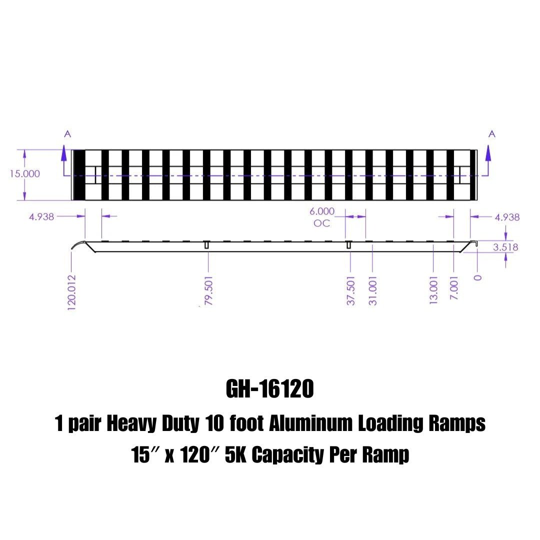 GEN-Y Hitch Aluminum Ramp GH-16120 – Heavy-Duty Silver Aluminum Loading Ramp for Industrial and Commercial Use - Imex RV And Auto Parts