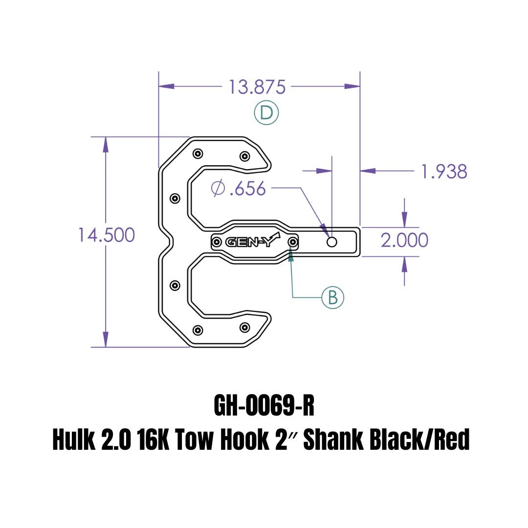 GEN-Y Hitch GH-0069-R Tow Hook - Heavy-Duty Steel Towing Hook for Secure Vehicle Connection - Imex RV And Auto Parts