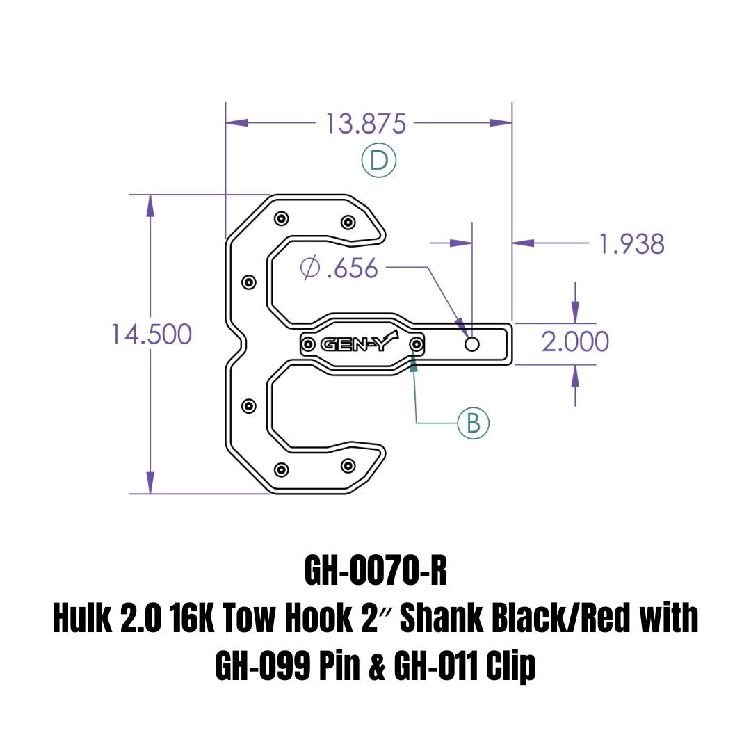 GEN-Y Hitch GH-0070-R Tow Hook for Heavy-Duty Towing and Recovery - Imex RV And Auto Parts