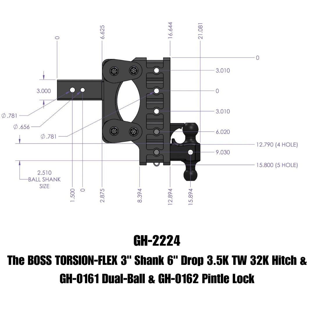 GEN-Y Hitch GH-2224 Drop Hitch with Adjustable Drop and Torsion-Flex Design for Heavy Duty Towing - Imex RV And Auto Parts