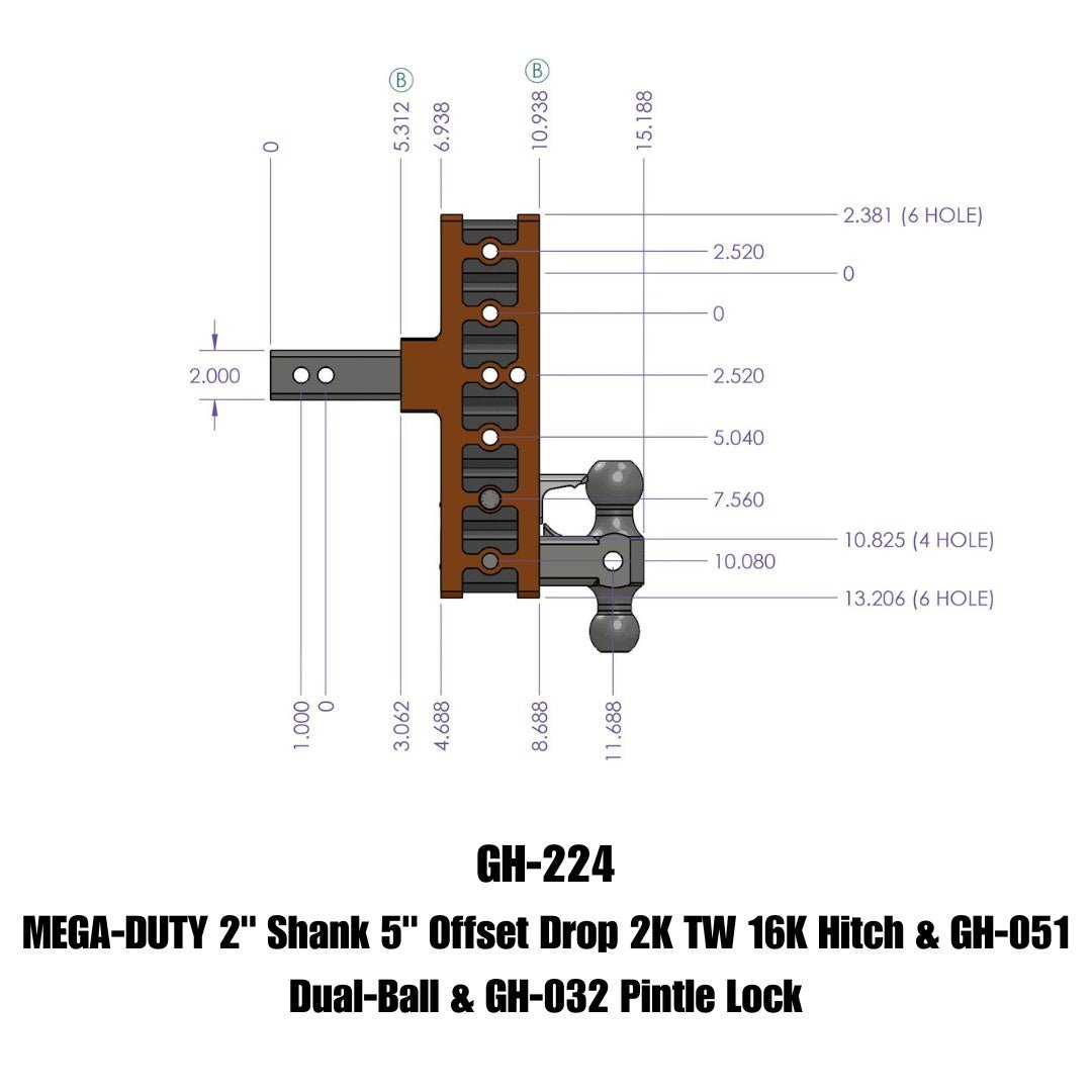 GEN-Y Hitch GH-224 Mega-Duty Adjustable Drop Hitch for Heavy-Duty Towing - Imex RV And Auto Parts