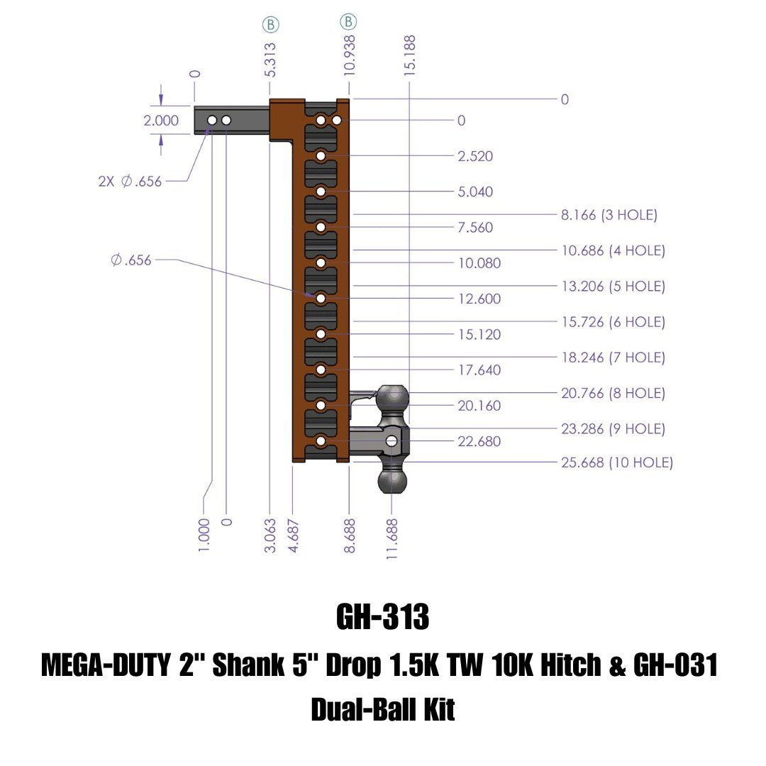 GEN-Y Hitch GH-313 Mega-Duty Adjustable Drop Hitch for Heavy-Duty Towing - Imex RV And Auto Parts
