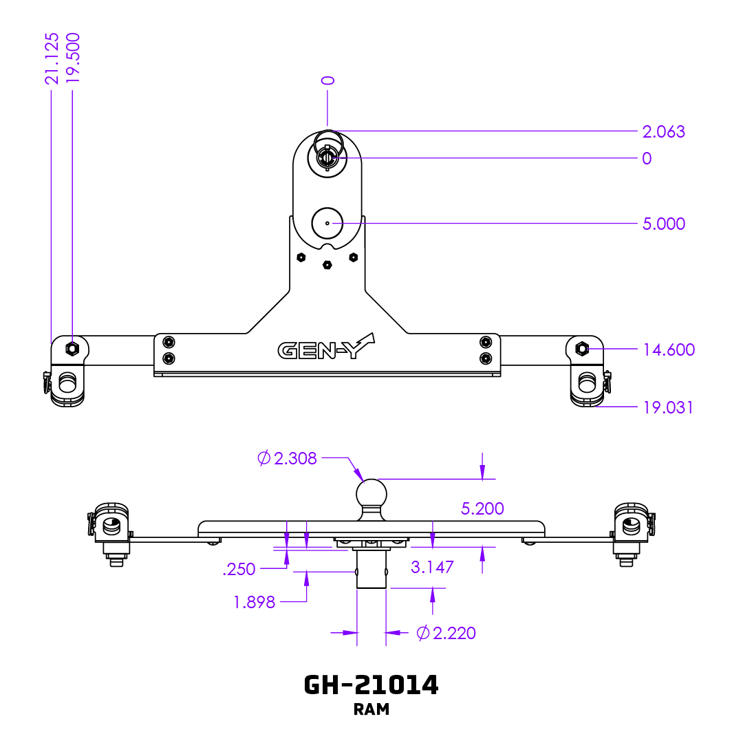 GEN-Y Hitch GoosePuck 2 Offset Ball – 5 Inch Center Mount with Rear Puck Integration and Safety Chain Attach Points - Imex RV And Auto Parts