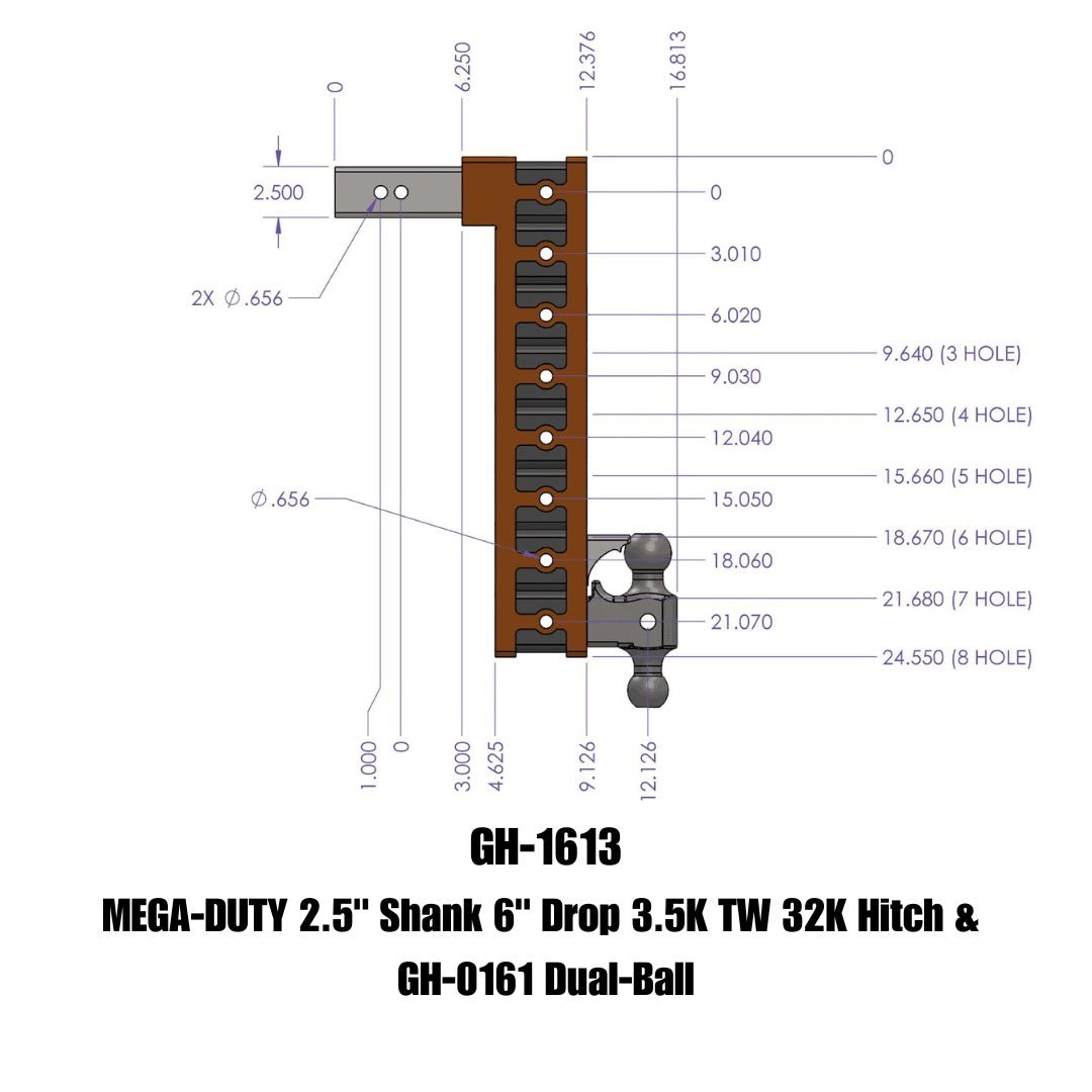 GEN-Y Hitch Mega-Duty Adjustable Drop Hitch GH-1613 for Heavy-Duty Towing up to 32,000 lbs - Imex RV And Auto Parts