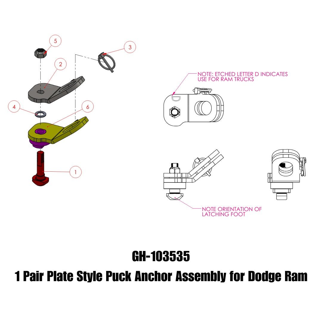 GEN-Y Hitch Safety Chain Anchor Plate Assembly - Durable Steel Towing Anchor for Dodge Ram - Imex RV And Auto Parts
