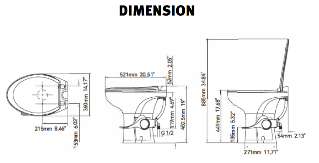 Invision Voyager Elongated Plastic Toilet - 780 - 0092 - Imex RV And Auto Parts