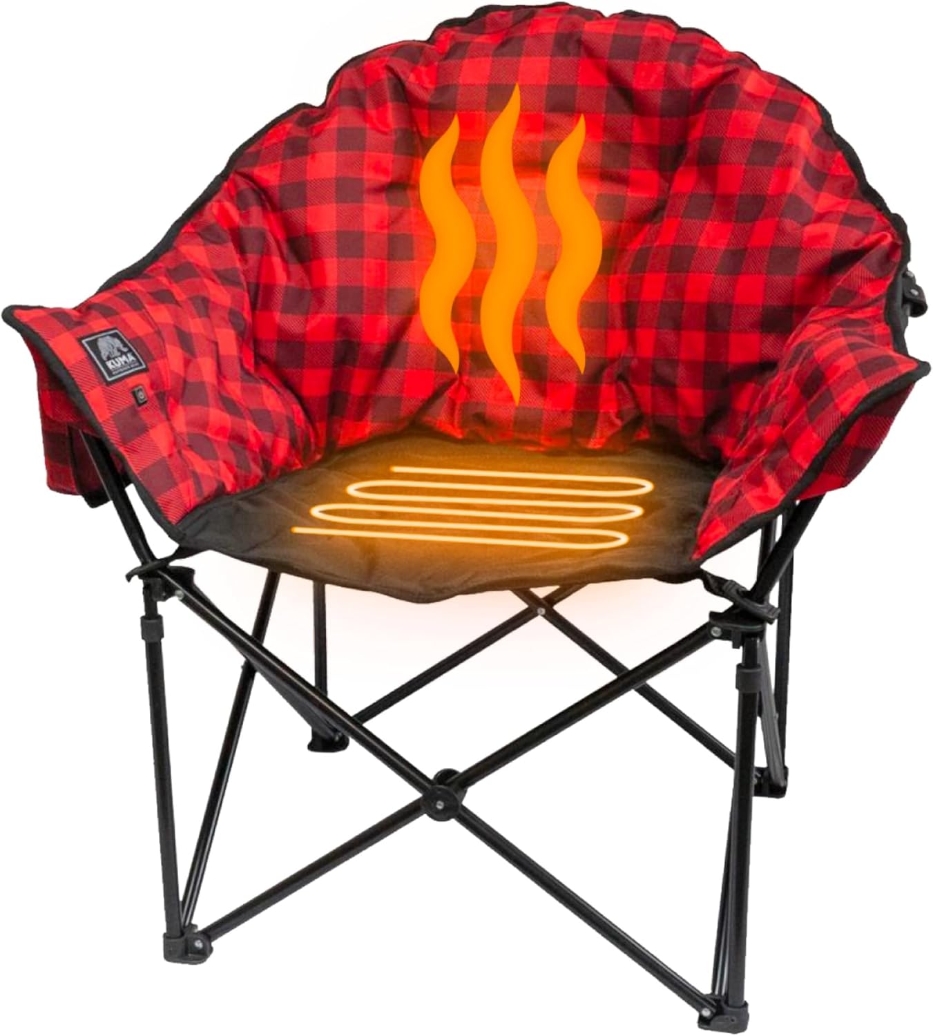 Lazy Bear HEATED Chairw/ Power Bank - Red/Black Plaid - Imex RV And Auto Parts