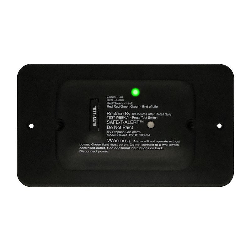 MTI Industries 80 - 441 - BL - TR Low Profile RV LP Gas Alarm with Universal Mount in Black - Imex RV And Auto Parts