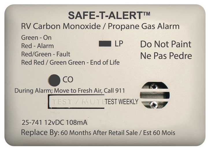 MTI Industries Combination Carbon Monoxide and Propane Alarm 25 - 741 - WT – Mini White Surface Mount, 12V DC Hardwired - Imex RV And Auto Parts