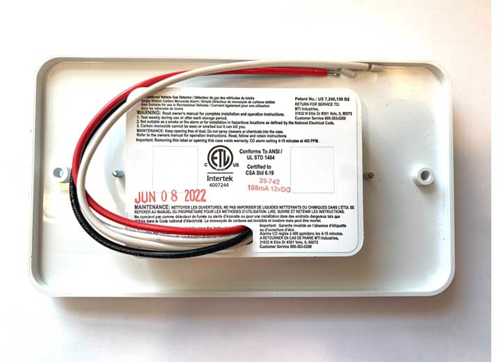 MTI Industries Combination Carbon Monoxide and Propane Alarm, White Flush Mount with Trim Ring, 12V DC Hardwired, Model 25 - 742 - R - WT - TR - KIT - Imex RV And Auto Parts