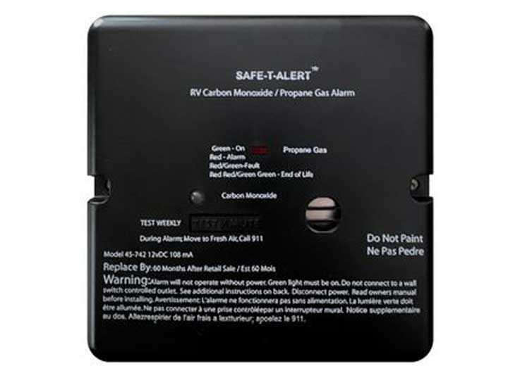MTI Industries Combination Carbon Monoxide & Propane Alarm - Black Flush Mount, 12V DC Hardwired Model 45 - 742 - BL - Imex RV And Auto Parts