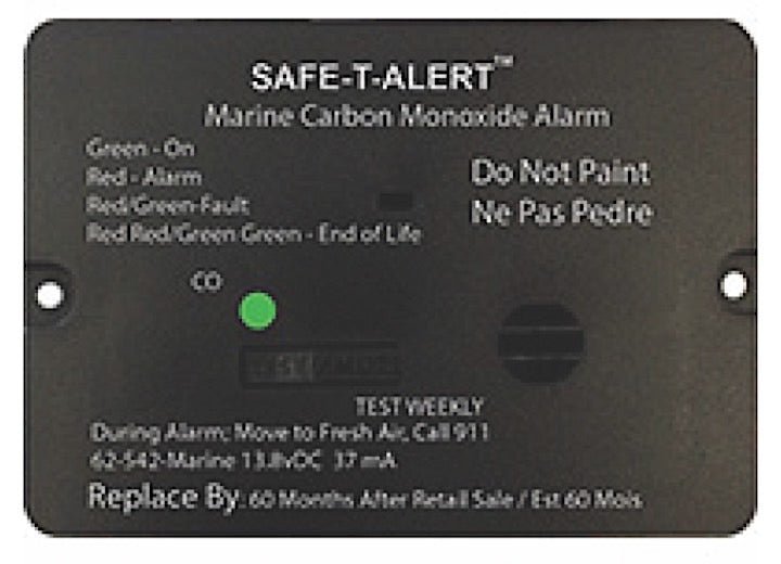 MTI Industries Marine Carbon Monoxide Alarm - Black Flush Mount, 12V DC Hard Wire, 62 - 542 - BL - MARINE - Imex RV And Auto Parts