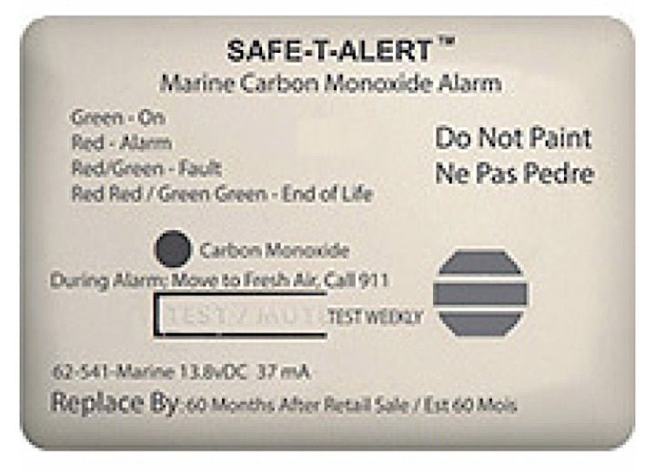 MTI Industries Marine Carbon Monoxide Alarm White Surface Mount 12V DC Hard Wire - 62 - 541 - WT - MARINE - Imex RV And Auto Parts