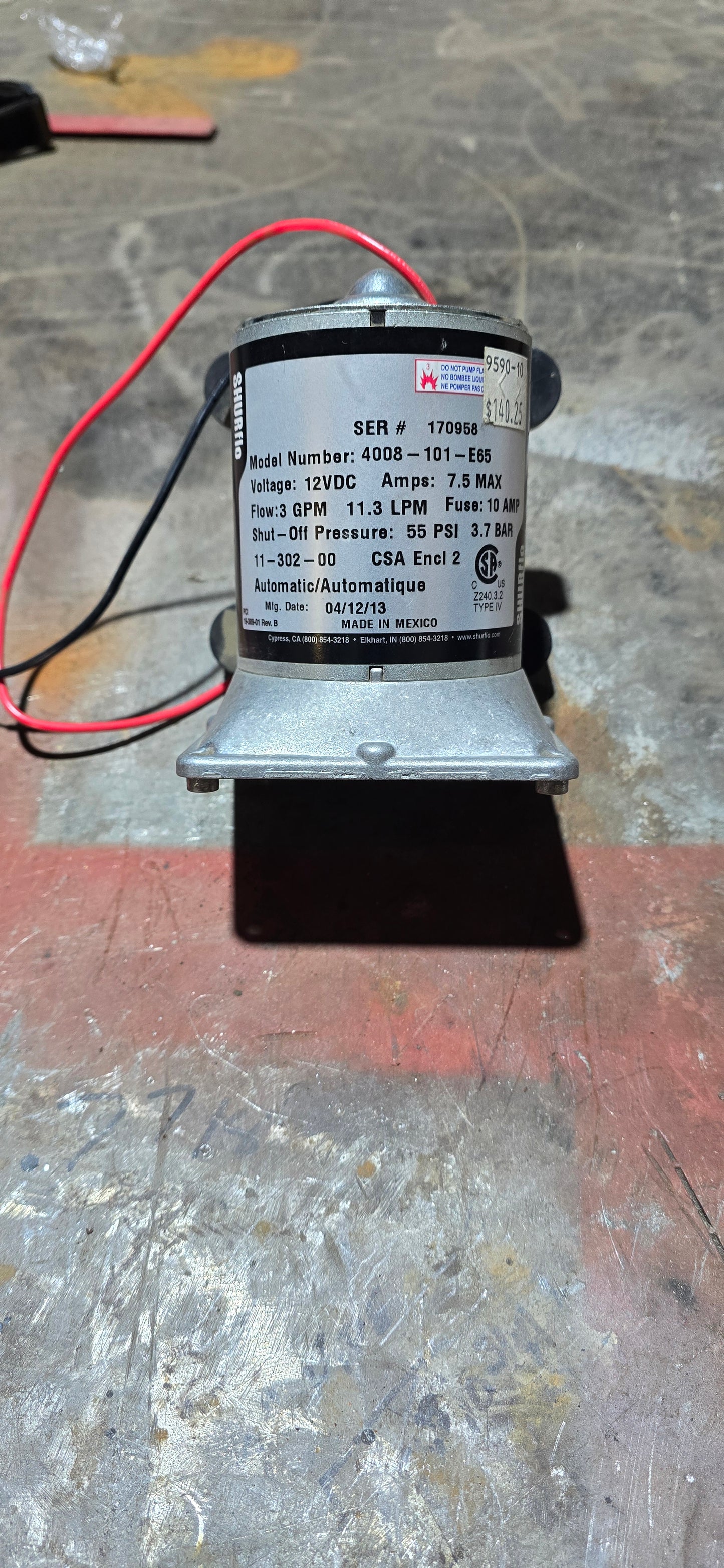 Open Box/ New Shurflo Water Pump Motor